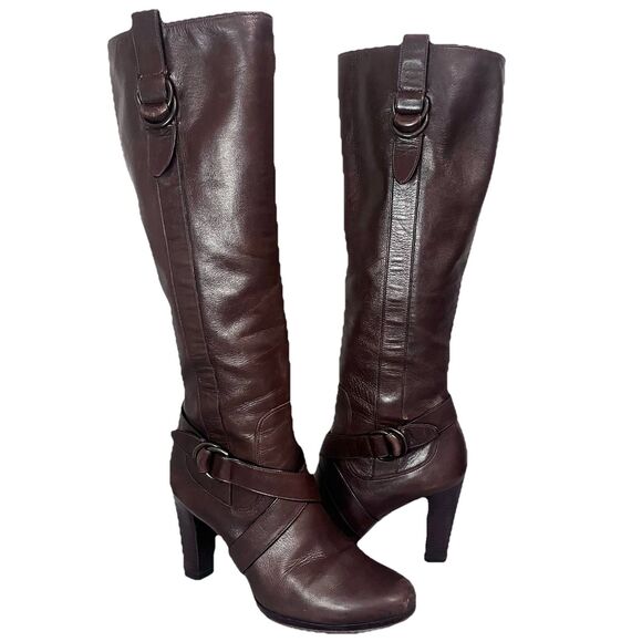Cole Haan Air Courtney Brown Tall Platform Boot Heel  Full Zip  Women's Size 6 - Picture 1 of 12